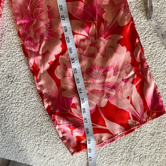 Sofía Intimates Floral Satin  Red and Pink summer Resort Wear Sleepwear Pants L - Picture 7 of 9